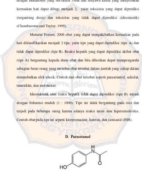 Gambar 2. Struktur Parasetamol (Anonim, 1995)
