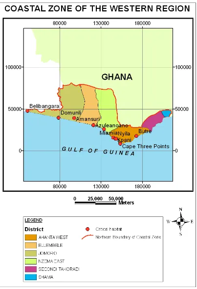 Figure 1. Map of the Western Region of Ghana 