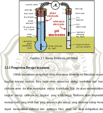 Gambar 2.1 Skema Elektroda pH Meter 