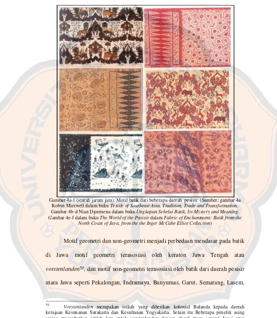 Gambar 4a-f (searah jarum jam): Motif batik dari beberapa daerah  pesisir.  (Sumber: gambar 4a 