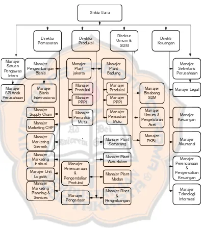 Gambar I: Struktur Organisasi PT Kimia Farma (Persero) TbkSumber: Laporan Tahunan 2010 PT Kimia Farma (Persero) Tbk (2011: 26)