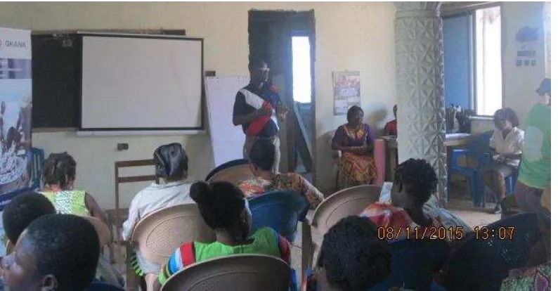 Figure 9 Mr. Amponsah from B.A.C addressing the class at Shama- Apo 