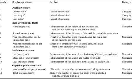 Table 2 List of morphological traits analyzed