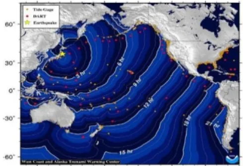 Gambar  1.  Simulasi  kasus  tsunami  Tohoku  2011  yang  didapatkan dari laman NOAA. 