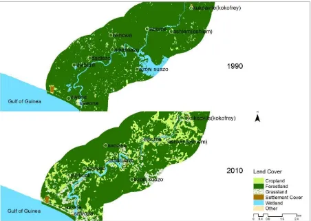 Figure 6 Land Cover Composition in the Study Area, 1990 and 2010 