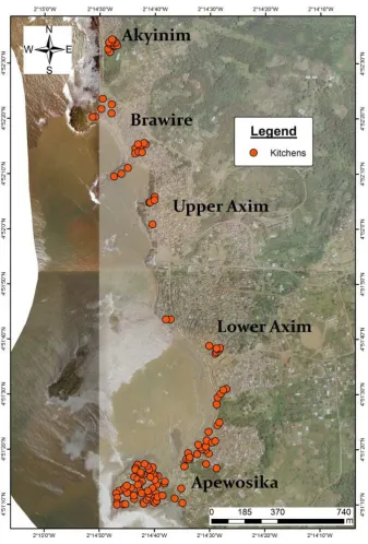 Figure 9 Distribution of fish processing facilities in Axim 