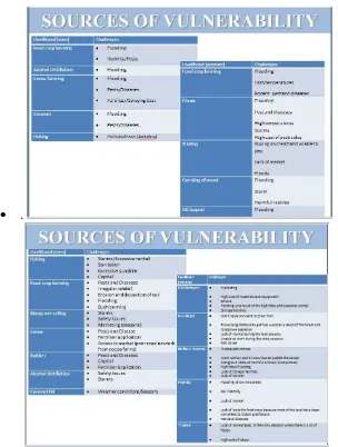 Figure 4: Selected slides showing sources of vulnerability for livelihood for the communities 