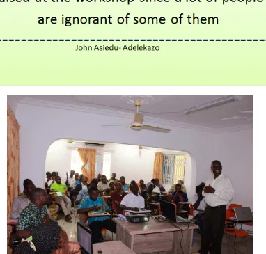 Figure 5: Mr. Peter Donkor presenting on findings of the spatial options assessment Key Messages 