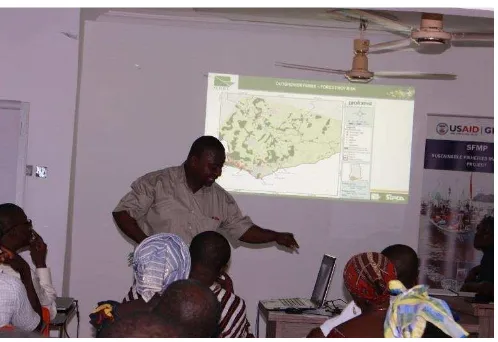 Figure 10: Mr. Paa Nyarko Aidoo presenting on process involved in rubber plantation 