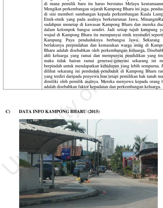 Gambar 3.1: Jalan raya di kawasan Kampong Bharu, Kuala Lumpur  (Sumber: Kajian lapangan pengkaji) 