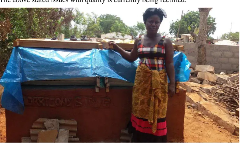 Figure 6: Sharon Ghartey by her newly built improves stove 