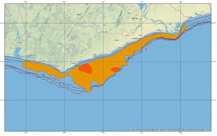 Figure 6 Distribution of anchovies Engraulis encrasicolus in April 2016 (R/V Dr. Fridjoft Nansen survey) 