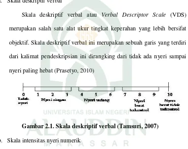 Gambar 2.1. Skala deskriptif verbal (Tamsuri, 2007)