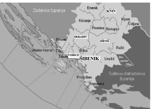 Tablica 1. Broj stanovnika u Hrvatskoj i porječju Krke po nekim popisima  od 1857.-2001.