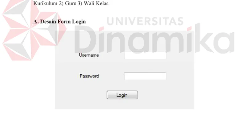 Gambar  4.13  merupakan desain form login  yang digunakan user  untuk  masuk kedalam sistem