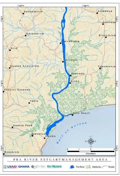 Figure 5: Map of the Pra Estuary 