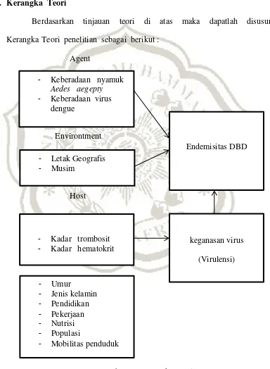 Gambar 2.1 Kerangka  teori Sumber  :  Sutaryo 2005, Noor 2008, Djunaedi 2006,  Hadinegoro dan Satari, 2002 
