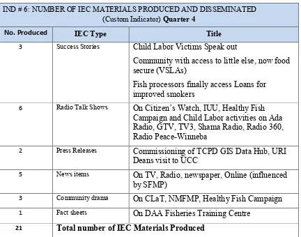 Table 3. Number of IEC materials produced 