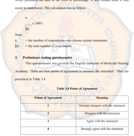 Table 3.4 Points of Agreement 