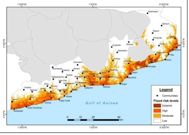 Figure 3. Flood risk sites along the Central Region Coast 
