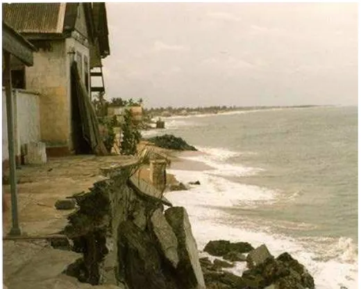 Figure 2:  Collapsing coastal structures in the Volta Region 
