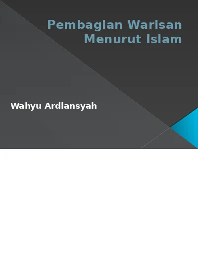 PEMBAGIAN WARIS MENURUT HUKUM ISLAM