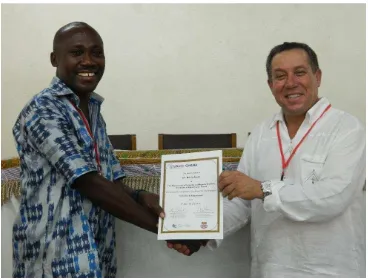 Figure 4 A participant being presented with a certificate  