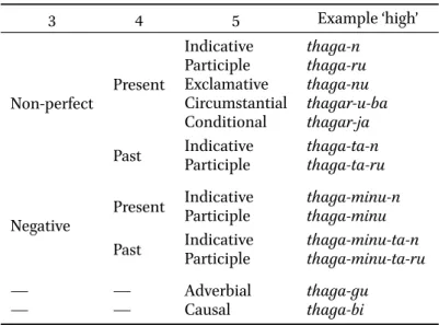 Table 18.13: Dunan stative verb morphology