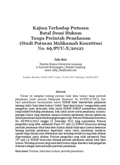 Kajian Terhadap Putusan Batal Demi Hukum Tanpa Perintah Penahanan ...