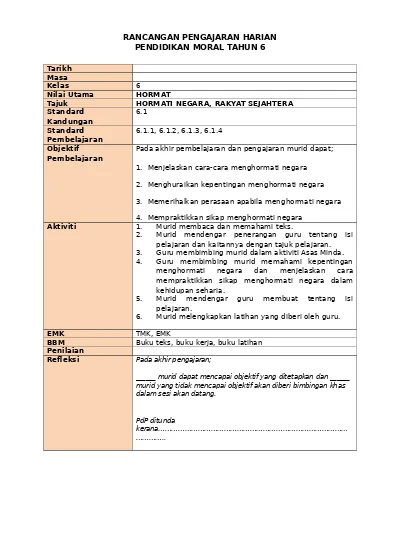 RPH Pendidikan Moral Tahun 6 - Sumber Pendidikan 6. UNIT 6