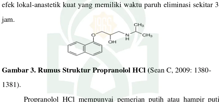 Gambar 3. Rumus Struktur Propranolol HCl (Sean C, 2009: 1380-