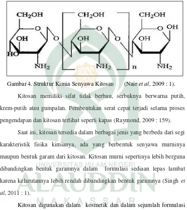 Gambar 4. Struktur Kimia Senyawa Kitosan       (Nair et al, 2009 : 1). 