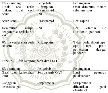 Tabel 2.2. Efek samping berat dari OAT 