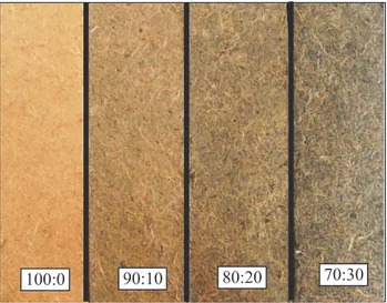 Gambar  1. Profil  permukaan  papan  isolasi  pada  berbagai  komposisi  campuran  pulp  mangim  dan  arang