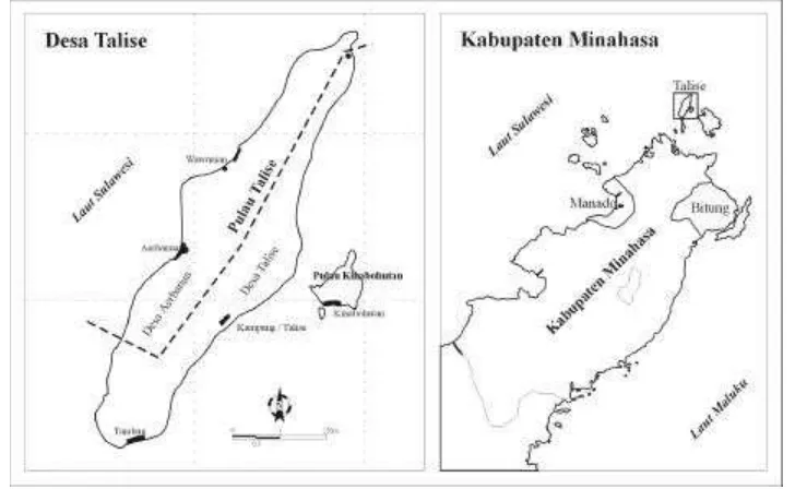 Gambar 1.  Lokasi Desa Talise, Kabupaten Minahasa, Provinsi Sulawesi Utara.