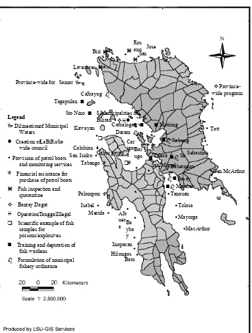 Fig. 6.  Fishery law enforcement inititatives  in Region VIII.Map