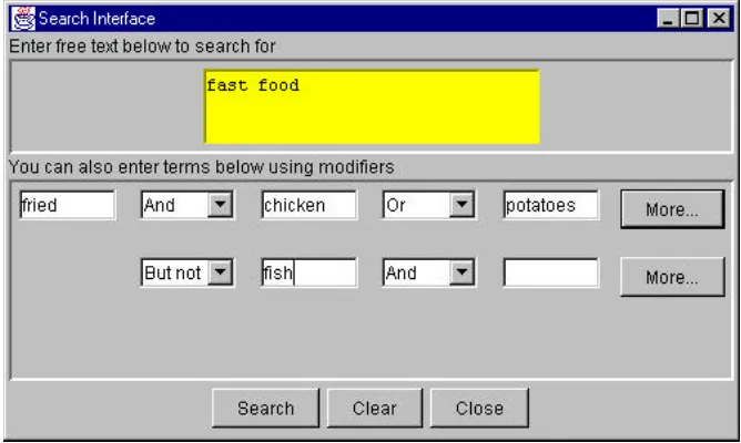 Figure 2-1. The simulated search application running using Java 1.1. 