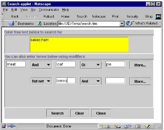 Figure 2-3: The simulated seach application running inside Netscape. 