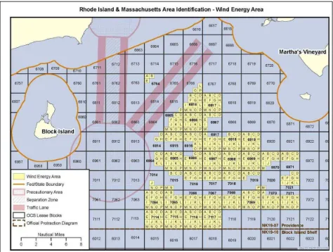 Figure 4. Final Lease Blocks included in BOEM’s RI‐MA Wind Energy Area (Source: BOEM) 