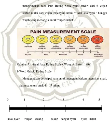 Gambar 7 : visual Face Rating Scale ( Wong & Baker, 1998) 
