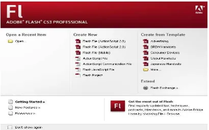 Gambar 2.1 Tampilan Star Page Adobe Flash CS 3