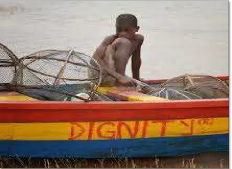 Figure 1:  A child laboring in fisheries.  