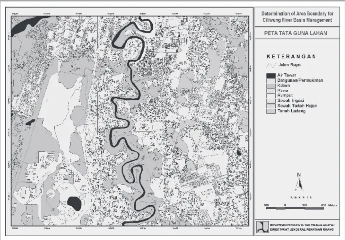 Gambar 2. Peta Tata Guna Lahan dan Gambaran aliran sungai Utama yang melalui Kota Depok.