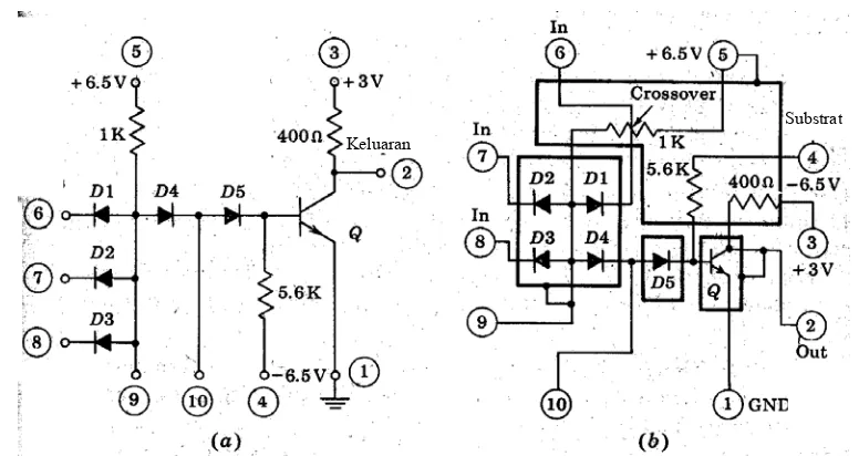 Gambar 10.11 Piranti MOSFET komplemen dibuat pada kristal yang sama (Freeman, 1997)  