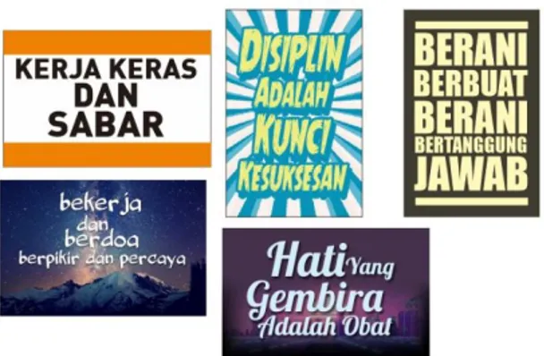 GAMBAR 1. Papan nama ruangan yang telah dicetak.  GAMBAR 2. Desain papan slogan motivasi 