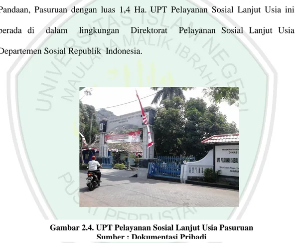 Gambar 2.4. UPT Pelayanan Sosial Lanjut Usia Pasuruan  Sumber : Dokumentasi Pribadi 