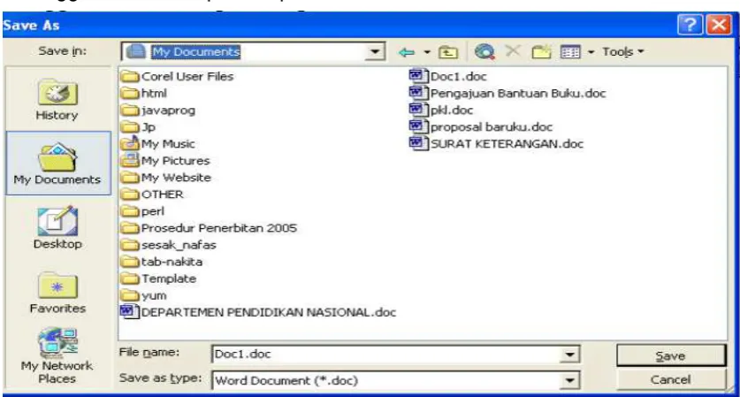 Gambar 2 Kotak dialog penyimpanan 