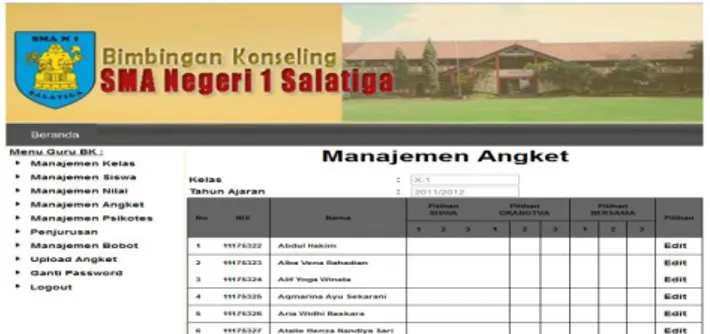 Gambar 10. Form Manajemen Angket SPK Penjurusan SMA 