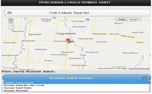 Gambar 11. Form Pencarian Rumah Sakit di dalam window system 