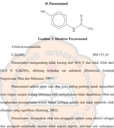 Gambar 3. Struktur Parasetamol 